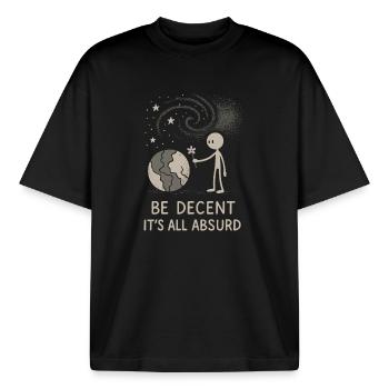 Ethischer Nihilismus, Existenzieller Humor, - Boxy Heavyweight Unisex Organic T-Shirt von Stanley/Stella - Schwarz - Vorne - AI Model Male 185 light (185cm) & AI Model Female 172 dark (172cm)
