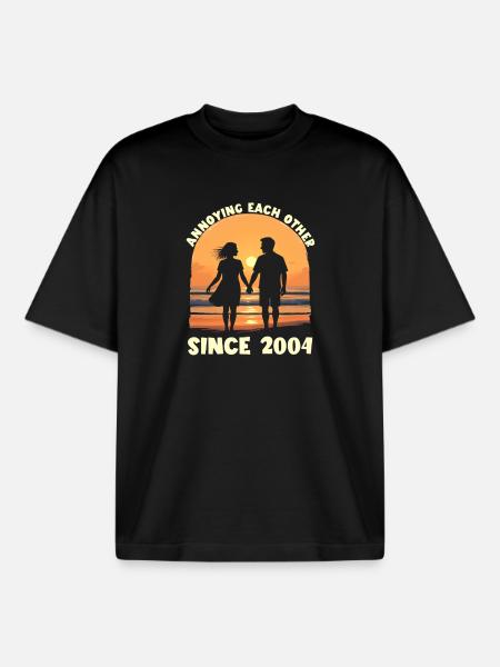 Anniversary of mutual harassment since 2004 - Boxy Heavyweight Unisex Organic T-Shirt by Stanley/Stella - black