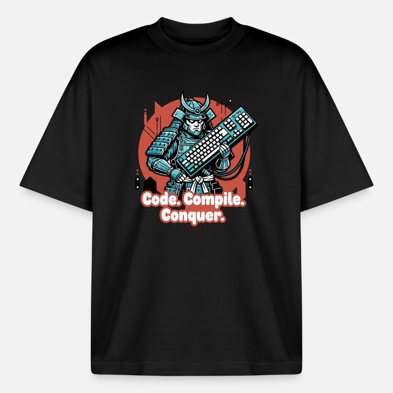 Code Battle Samurai avec clavier - T-shirt unisexe épais coupe boxy Stanley/Stella - noir