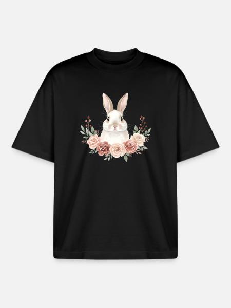 Rabbit - Boxy Heavyweight Unisex Organic T-Shirt by Stanley/Stella - black