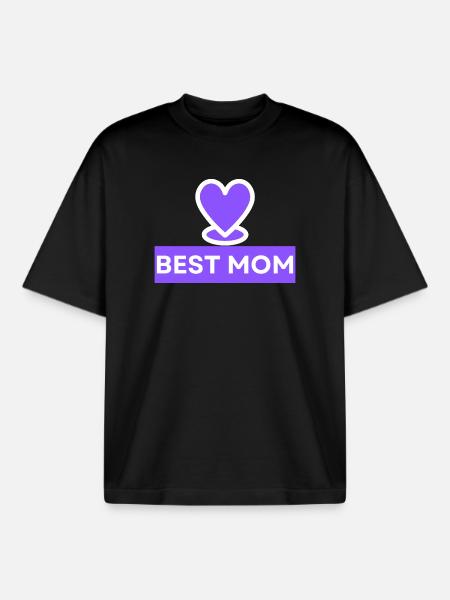 Bestes Mama-Herz-Emblem - Boxy Heavyweight Unisex Organic T-Shirt von Stanley/Stella - Schwarz