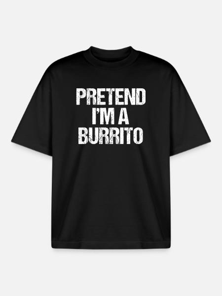 Pretend I’m a Burrito Funny Halloween Costume Lazy - Boxy Heavyweight Unisex Organic T-Shirt by Stanley/Stella - black