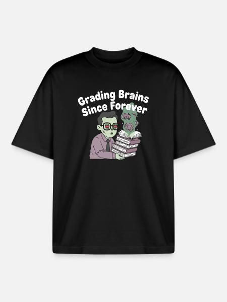 Grading Brains Since Forever - Boxy Heavyweight Unisex Organic T-Shirt by Stanley/Stella - black