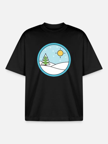 Winter landscape with snow and sun - Boxy Heavyweight Unisex Organic T-Shirt by Stanley/Stella - black