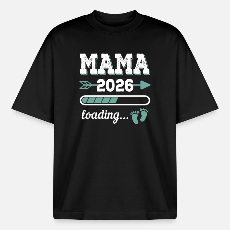 Mama 2026 Loading Werdender Mutter Geschenkidee - Boxy Heavyweight Unisex Organic T-Shirt von Stanley/Stella - Schwarz