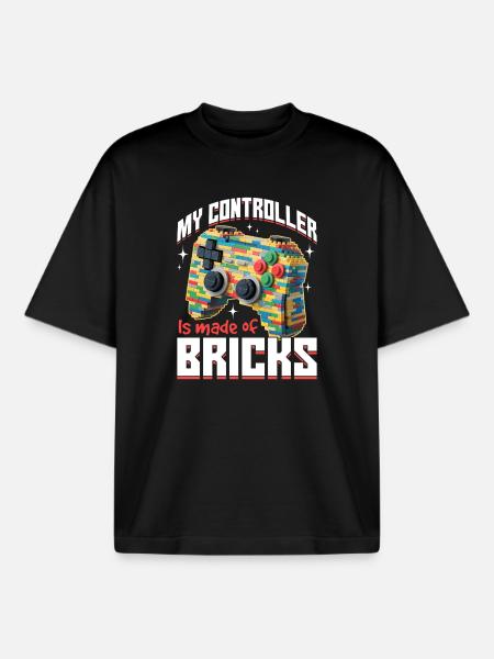 Building Blocks Gamer Gaming Brick Builder - Boxy Heavyweight Unisex Organic T-Shirt von Stanley/Stella - Schwarz