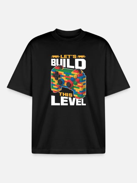 Building Blocks Gamer Gaming Brick Builder - Boxy Heavyweight Unisex Organic T-Shirt von Stanley/Stella - Schwarz