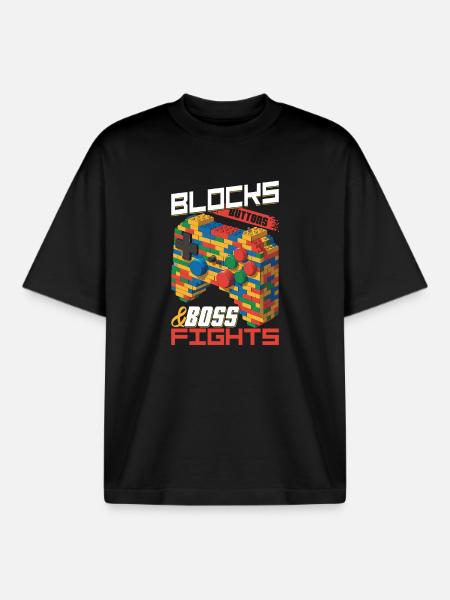 Building Blocks Gamer Gaming Brick Builder - Boxy Heavyweight Unisex Organic T-Shirt von Stanley/Stella - Schwarz