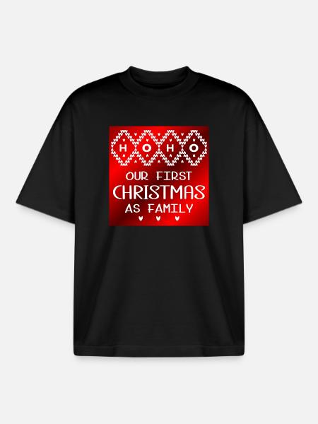 First Christmas as family - Boxy Heavyweight Unisex Organic T-Shirt by Stanley/Stella - black
