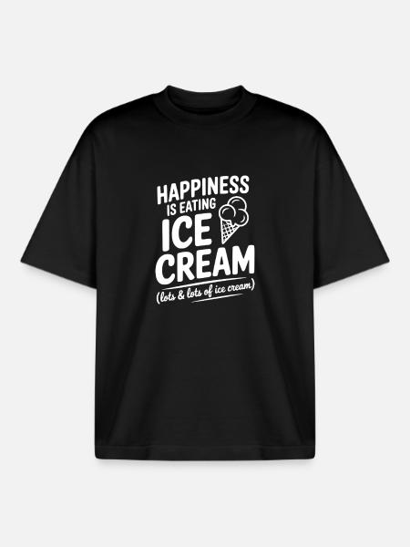 Happiness is Eating Cream - Boxy Heavyweight Unisex Organic T-Shirt by Stanley/Stella - black