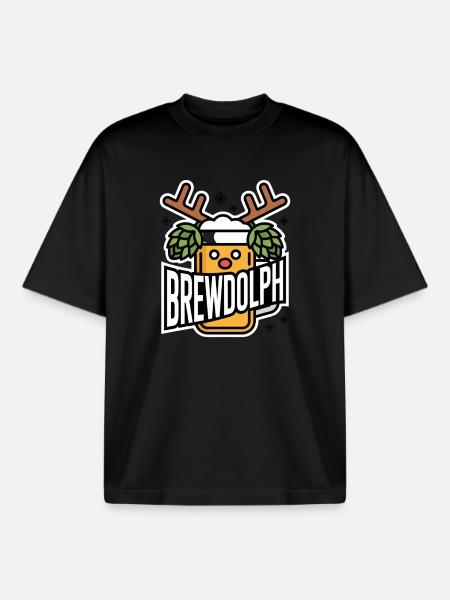 Brewdolph Rentier Bier Weihnachtswitz - Boxy Heavyweight Unisex Organic T-Shirt von Stanley/Stella - Schwarz
