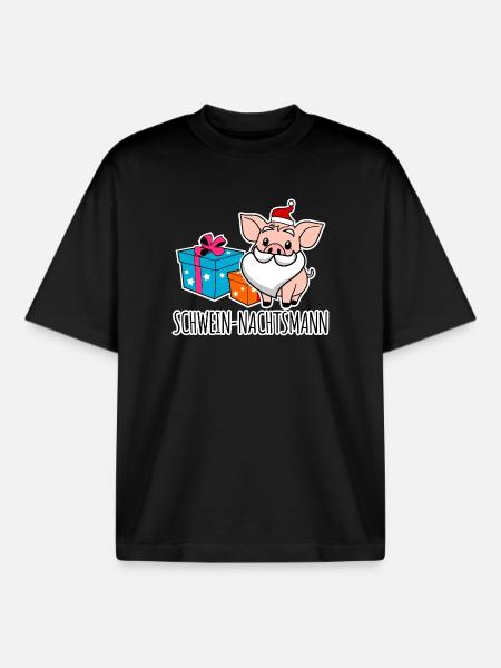 Merry Christmas with the Pig Nightman! - Boxy Heavyweight Unisex Organic T-Shirt by Stanley/Stella - black