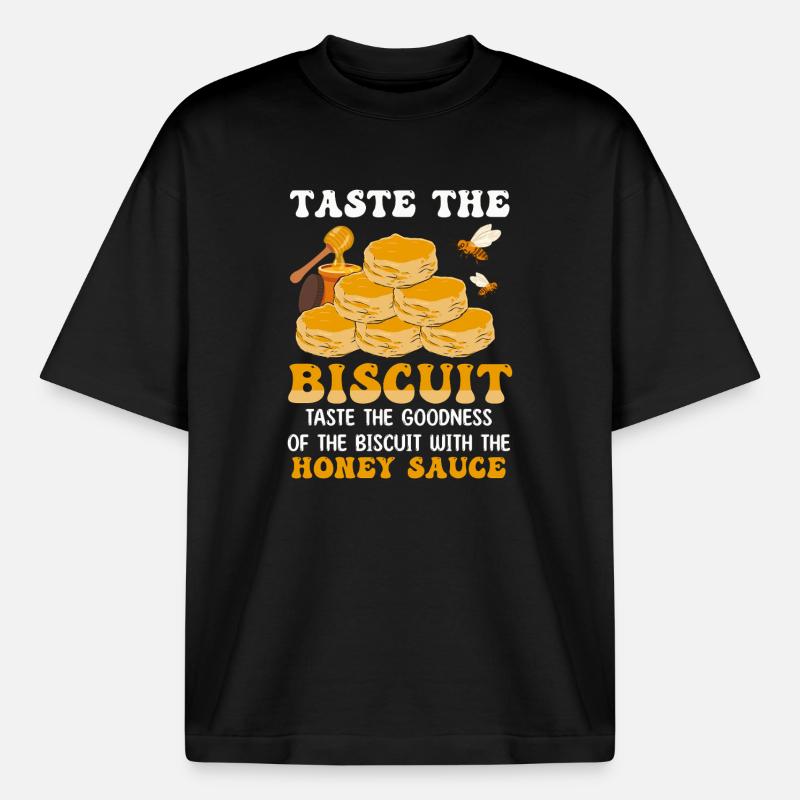 Honey Glazed Biscuit Stack - Boxy Heavyweight Unisex Organic T-Shirt by Stanley/Stella - black