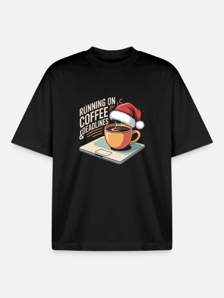 Christmas Office Humor - Boxy Heavyweight Unisex Organic T-Shirt by Stanley/Stella - black
