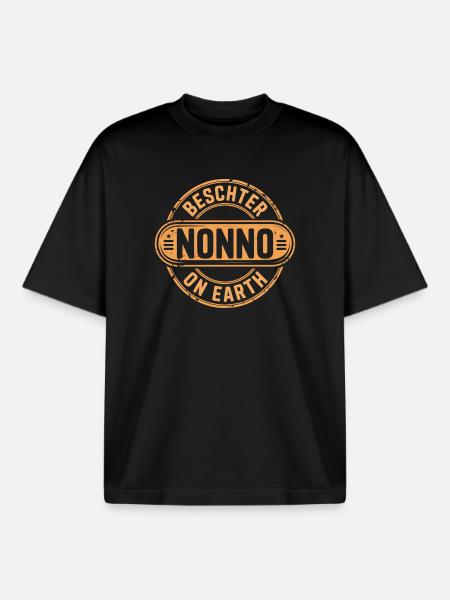 Dégustation Nonno Grand-père - T-shirt unisexe boxy épais biologique Stanley/Stella - noir