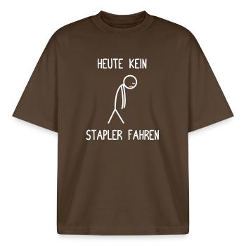 Heute kein Stapler fahren Staplerfahrer - Boxy Heavyweight Unisex Organic T-Shirt von Stanley/Stella - Dunkelbraun - Vorne - AI Model Male 185 light (185cm) & AI Model Female 172 dark (172cm)