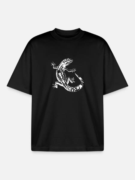 Schwarzweiß Echse Silhouette Leopardgecko - Boxy Heavyweight Unisex Organic T-Shirt von Stanley/Stella - Schwarz