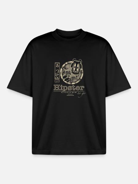 Hipster coffee to go - Boxy Heavyweight Unisex Organic T-Shirt by Stanley/Stella - black