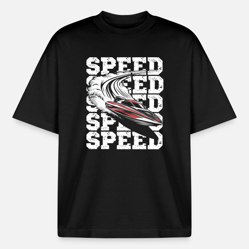  Geschwindigkeit Motorboot Abenteuer - Boxy Heavyweight Unisex Organic T-Shirt von Stanley/Stella - Schwarz