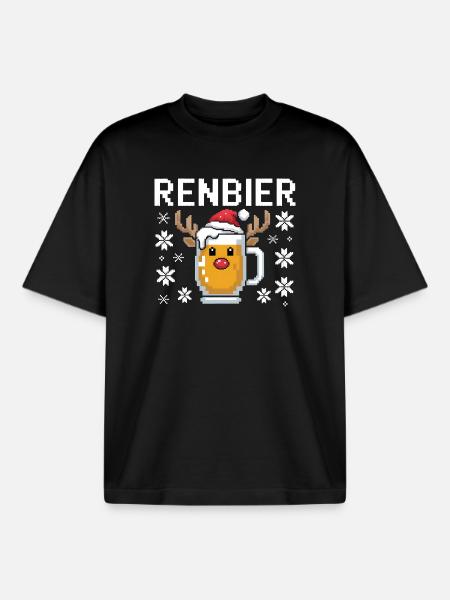 Weihnachtsbier Rentierbecher - Boxy Heavyweight Unisex Organic T-Shirt von Stanley/Stella - Schwarz