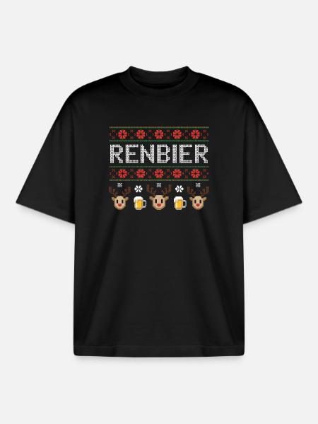 Reindeer Beer Festival Design - Boxy Heavyweight Unisex Organic T-Shirt by Stanley/Stella - black