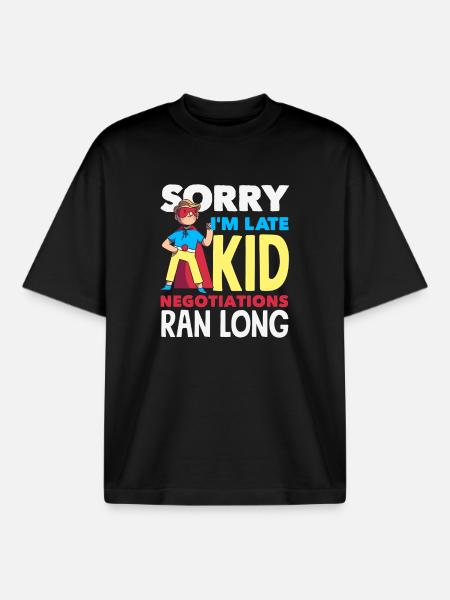 Sorry I'm late. - Boxy Heavyweight Unisex Organic T-Shirt by Stanley/Stella - black