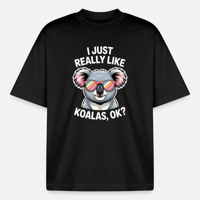 Koala Spruch Koalas Lustiges Koala Geschenk - Boxy Heavyweight Unisex Organic T-Shirt von Stanley/Stella - Schwarz