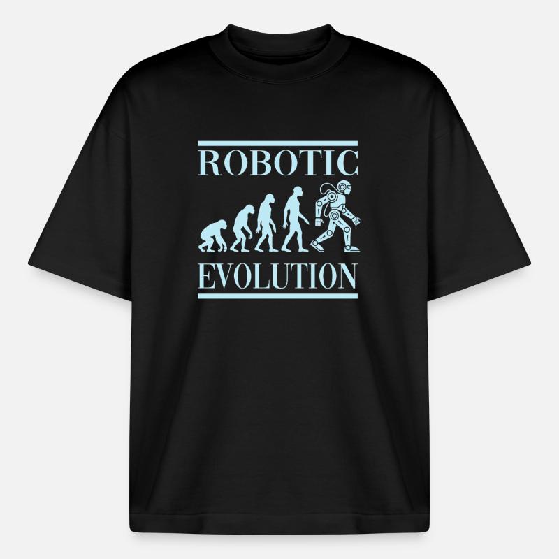 Robot Évolution Progrès Avenir Humain - T-shirt unisexe épais coupe boxy Stanley/Stella - noir