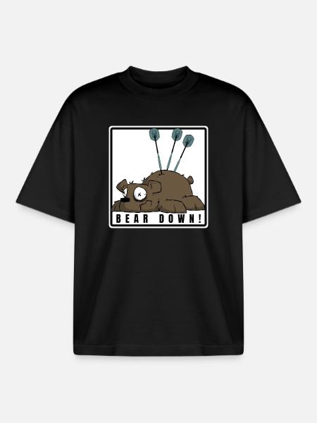 Lustiges Darts Comic Motiv. BEAR DOWN ! - Boxy Heavyweight Unisex Organic T-Shirt von Stanley/Stella - Schwarz