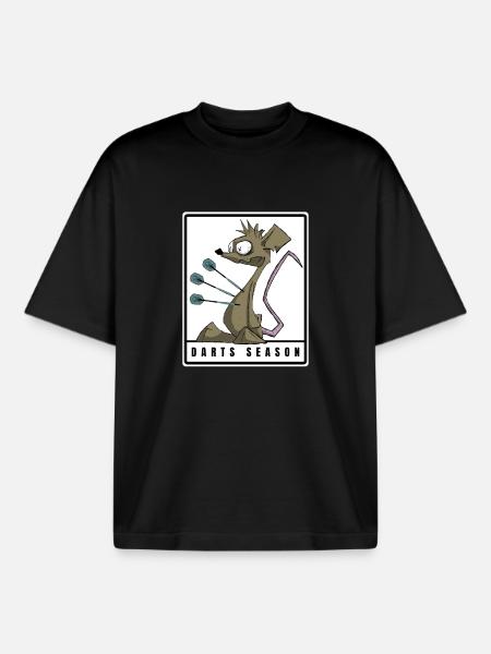 Funny DARTS SEASON Comic Motif - Boxy Heavyweight Unisex Organic T-Shirt by Stanley/Stella - black