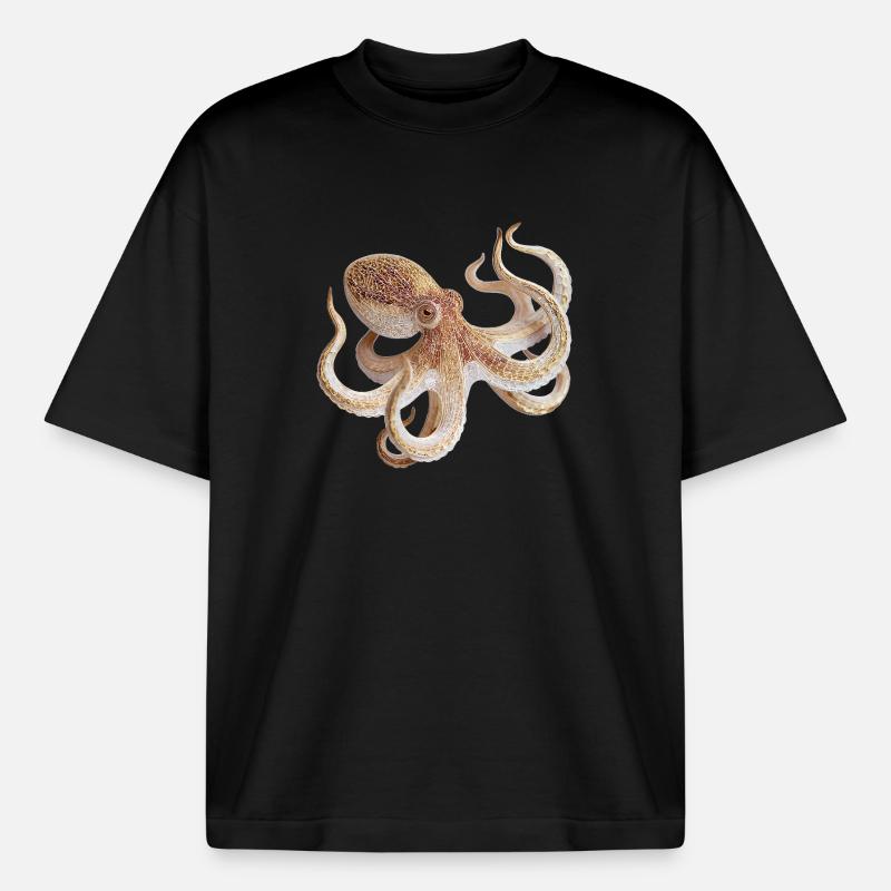 Octopus Net Pattern – Maritime Style - Boxy Heavyweight Unisex Organic T-Shirt by Stanley/Stella - black