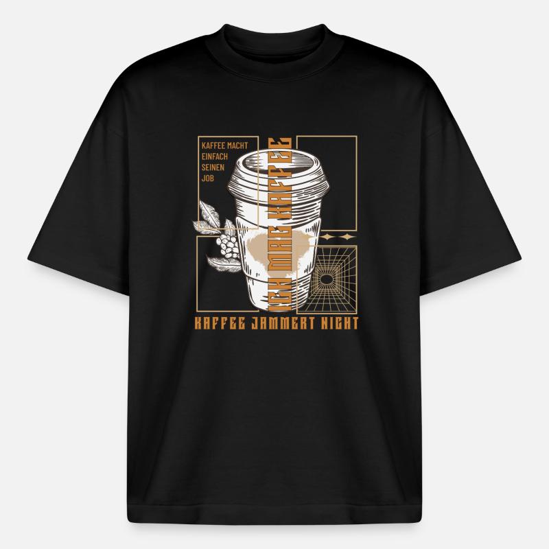 Kaffee Macht Einfach Seinen Job Retro - Boxy Heavyweight Unisex Organic T-Shirt von Stanley/Stella - Schwarz