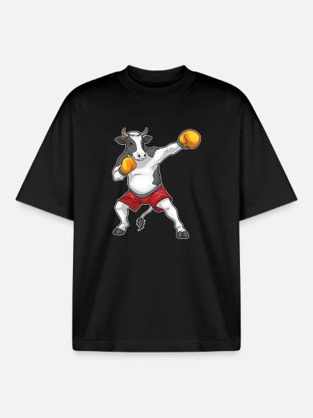 Kuh Boxer Boxhandschuhe Boxen - Boxy Heavyweight Unisex Organic T-Shirt von Stanley/Stella - Schwarz