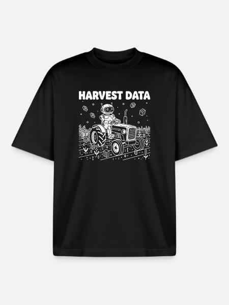 Harvest Data robot on tractor - Boxy Heavyweight Unisex Organic T-Shirt by Stanley/Stella - black