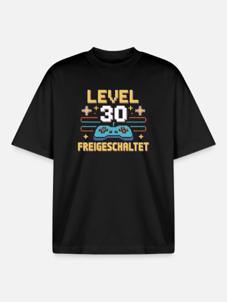 Level 30 Unlocked Controller - Boxy Heavyweight Unisex Organic T-Shirt by Stanley/Stella - black