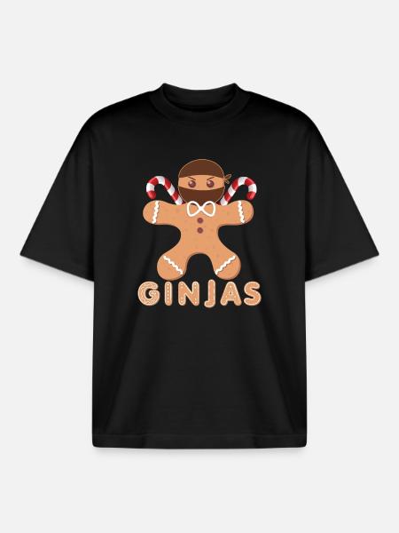 Masked gingerbread with frosting - Boxy Heavyweight Unisex Organic T-Shirt by Stanley/Stella - black