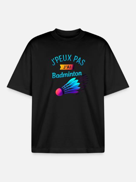 I can't I badminton - Boxy Heavyweight Unisex Organic T-Shirt by Stanley/Stella - black