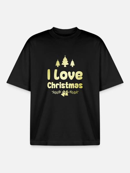 J’adore Noël - T-shirt unisexe boxy épais biologique Stanley/Stella - noir