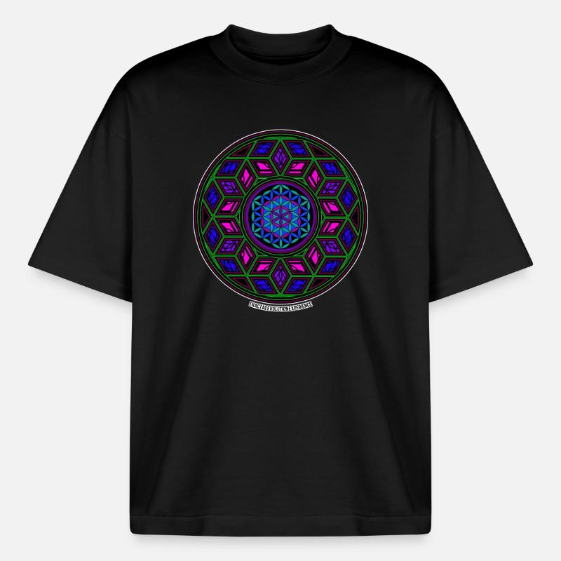 Fractal Evolution Experience Kaleidoskop Mandala - Boxy Heavyweight Unisex Organic T-Shirt von Stanley/Stella - Schwarz