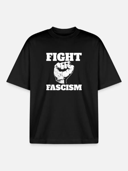 Lutte contre le fascisme Antifascisme - T-shirt unisexe boxy épais biologique Stanley/Stella - noir
