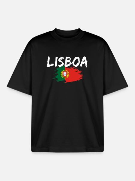 Lisboa Portugal Lisbon - Boxy Heavyweight Unisex Organic T-Shirt by Stanley/Stella - black