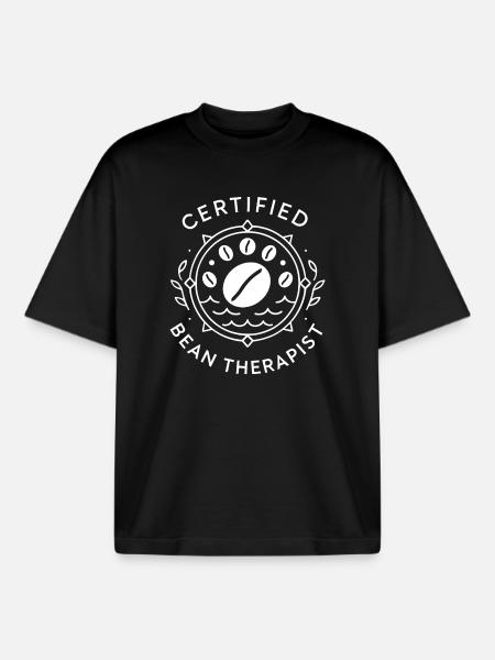 Certified Bean Therapist - Boxy Heavyweight Unisex Organic T-Shirt by Stanley/Stella - black