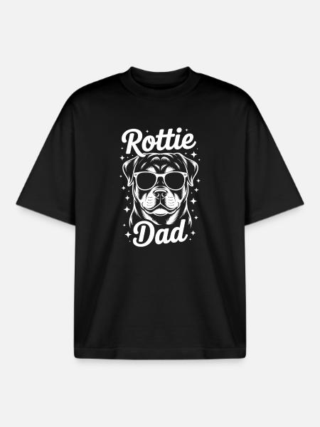 Rottweiler Saying Dad Funny Rottweiler Gift - Boxy Heavyweight Unisex Organic T-Shirt by Stanley/Stella - black