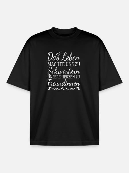 Life Made Us Sisters Sister - Boxy Heavyweight Unisex Organic T-Shirt by Stanley/Stella - black