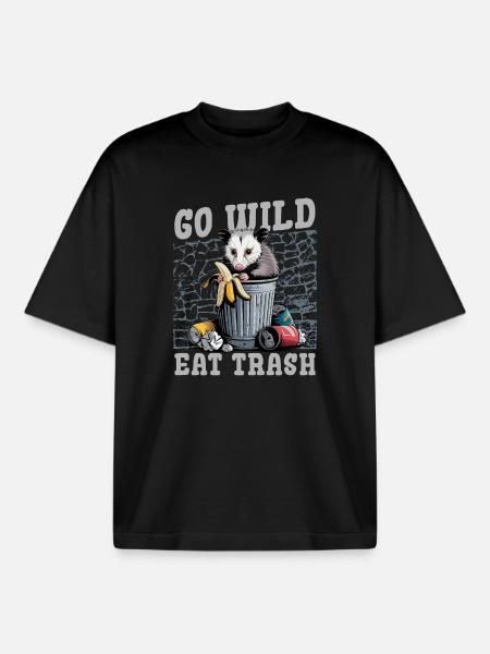 Funny Opossum - Boxy Heavyweight Unisex Organic T-Shirt by Stanley/Stella - black