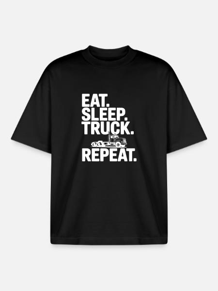 Eat. Sleep. Truck. Repeat. - Boxy Heavyweight Unisex Organic T-Shirt by Stanley/Stella - black