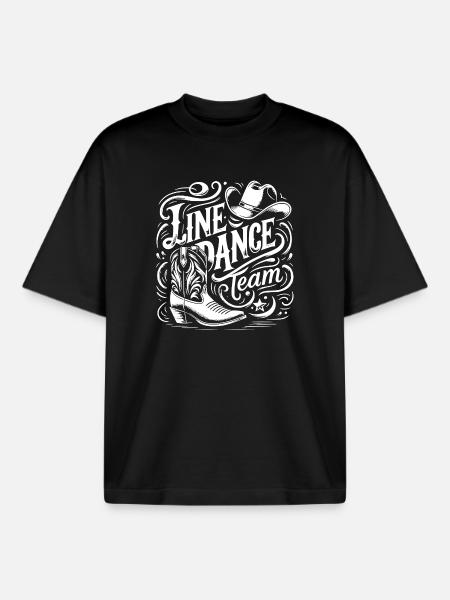 LineDance Team Western Boots - Boxy Heavyweight Unisex Organic T-Shirt by Stanley/Stella - black