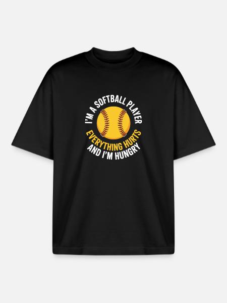 Hungry Softball Player Motto - Boxy Heavyweight Unisex Organic T-Shirt by Stanley/Stella - black