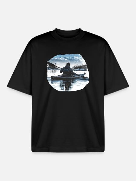 Kayak - T-shirt unisexe boxy épais biologique Stanley/Stella - noir