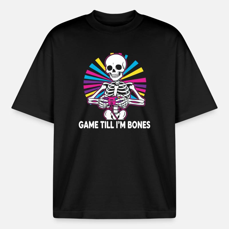 Game Till Bones Skeleton Controller - Boxy Heavyweight Unisex Organic T-Shirt von Stanley/Stella - Schwarz